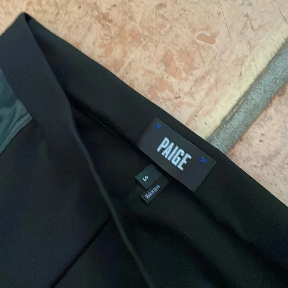 Price Drop 🔷 PAIGE Vegan Leather Tuxedo Small Black Leggings - Picture 2 of 7